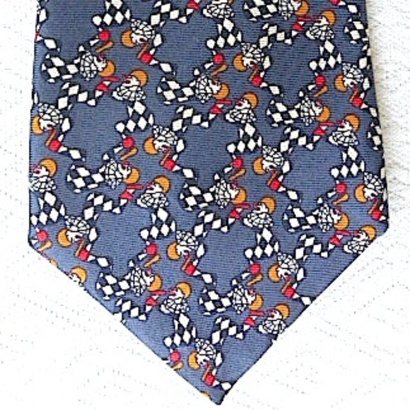 SONIA RYKIEL HOMME geometric harlequin clown 100% SILK TIE made in France